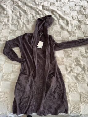 NWT Barefoot Dreams Cozychic Lite Cardigan/Robe with hood size XS